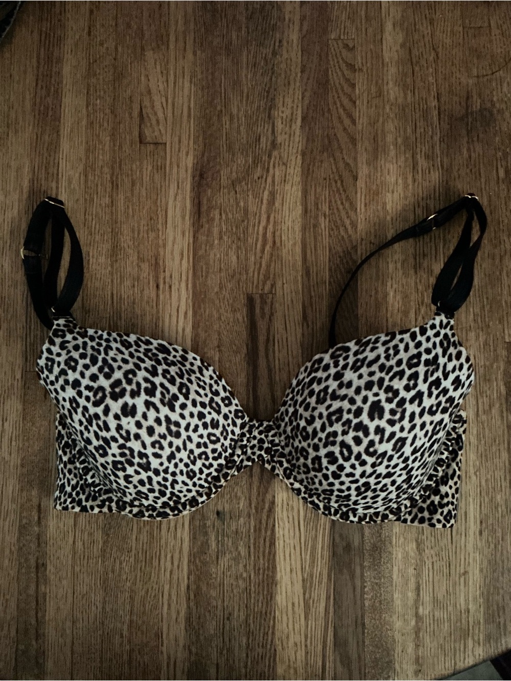 Leopard Print Push-Up Bra - Black & White